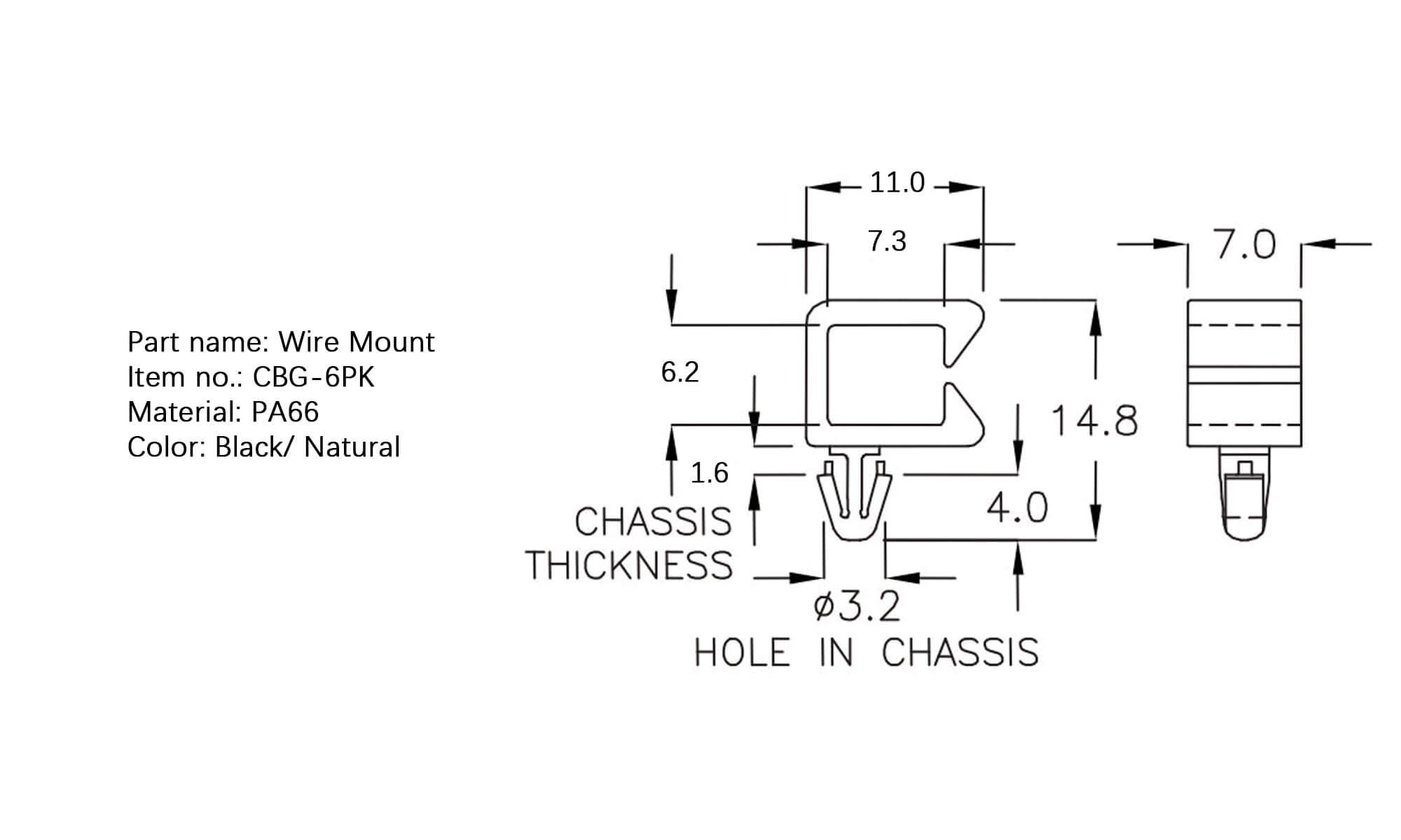 Plastic Wire Mount CBG-6PK